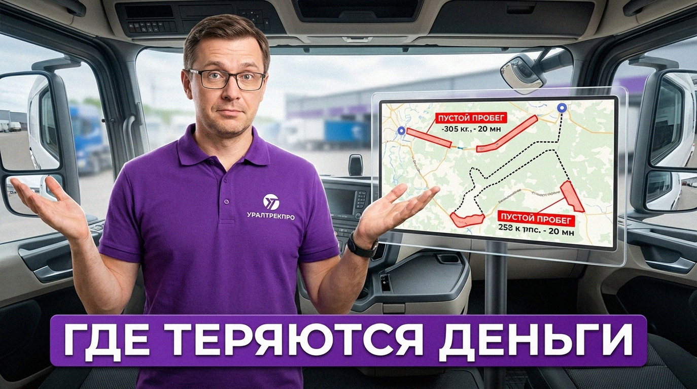 Иллюстрация системы мониторинга транспорта для оптимизации расходов в логистике и на производстве