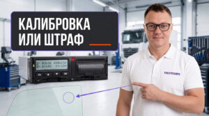 Специалист проводит плановую калибровку тахографа для обеспечения точности данных.