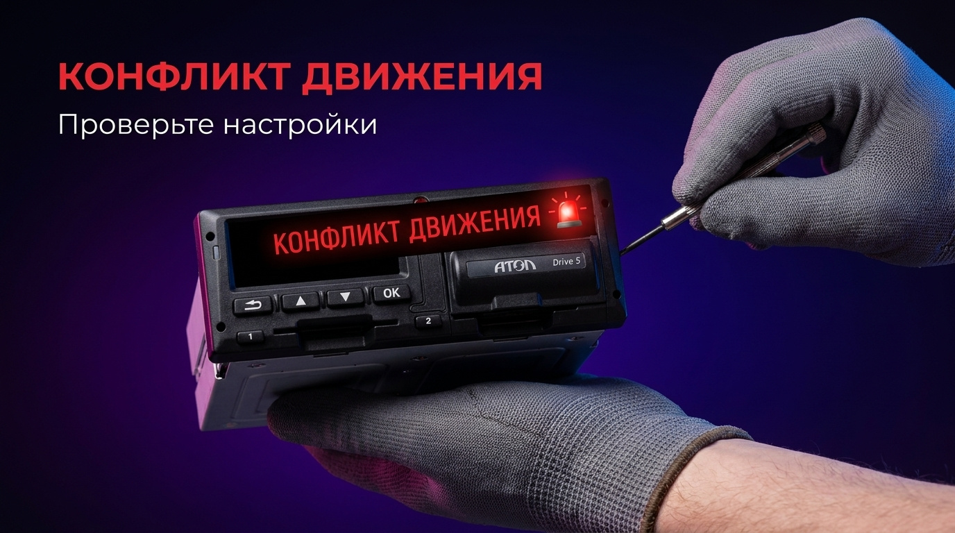 Дисплей тахографа Атол Drive 5 с индикацией ошибки на панели прибора
