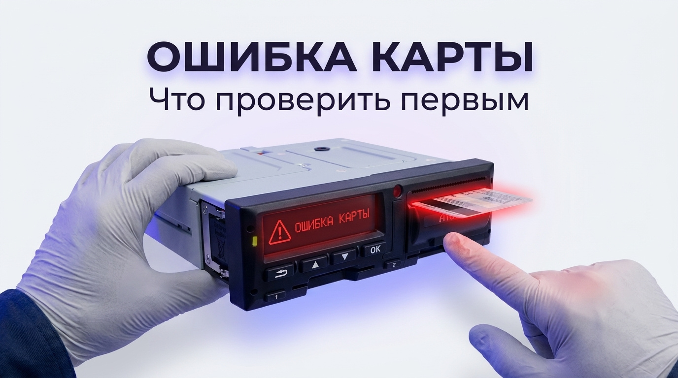 Цифровой тахограф Атол Drive Smart в кабине грузового автомобиля