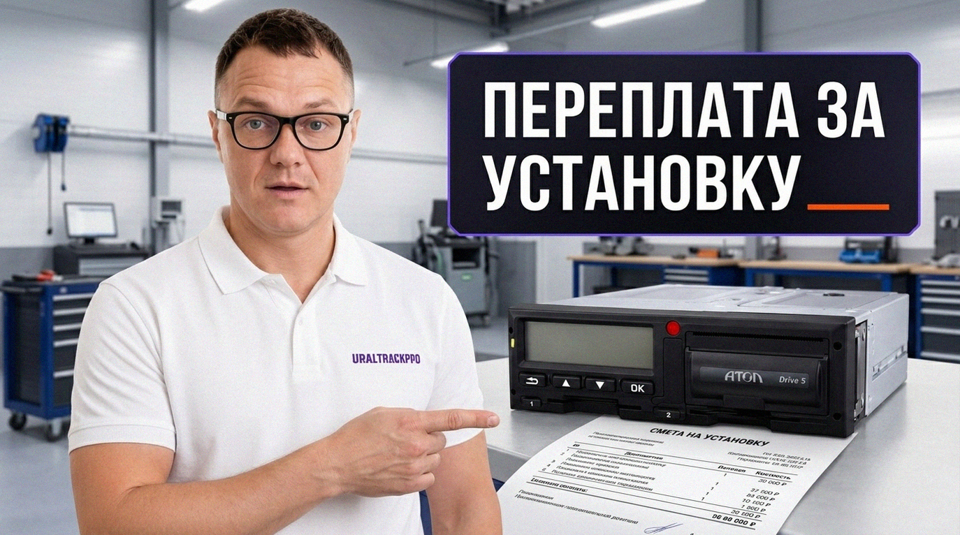Тахограф в салоне автомобиля и процесс его установки специалистом