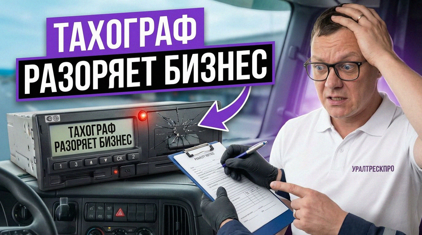 Установленный тахограф в грузовом автомобиле, символизирующий финансовые и юридические риски для транспортного бизнеса