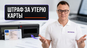 Изображение иллюстрирующее процесс замены и восстановления утерянной карты водителя для цифрового тахографа.