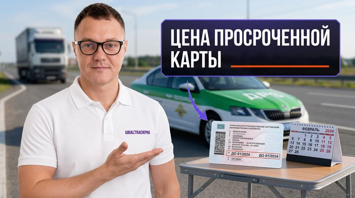Просроченная карта водителя для тахографа и информация о штрафах для перевозчиков.