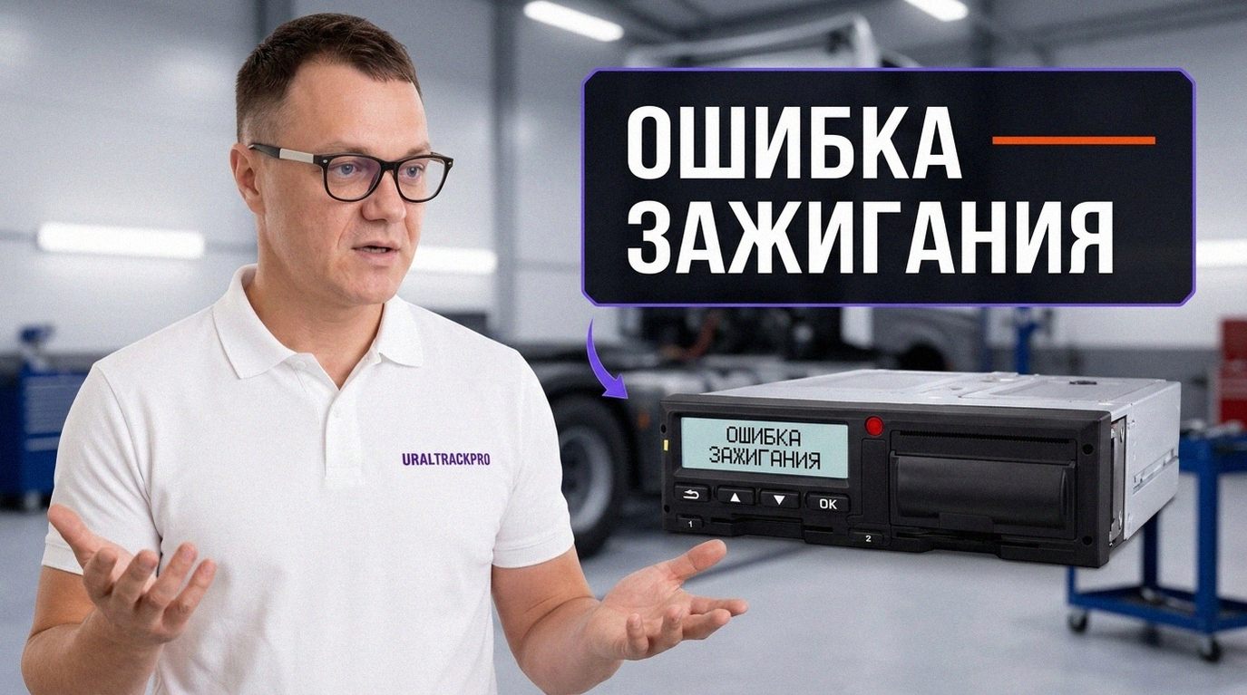 Экран тахографа при ошибке подключения к цепи зажигания автомобиля.