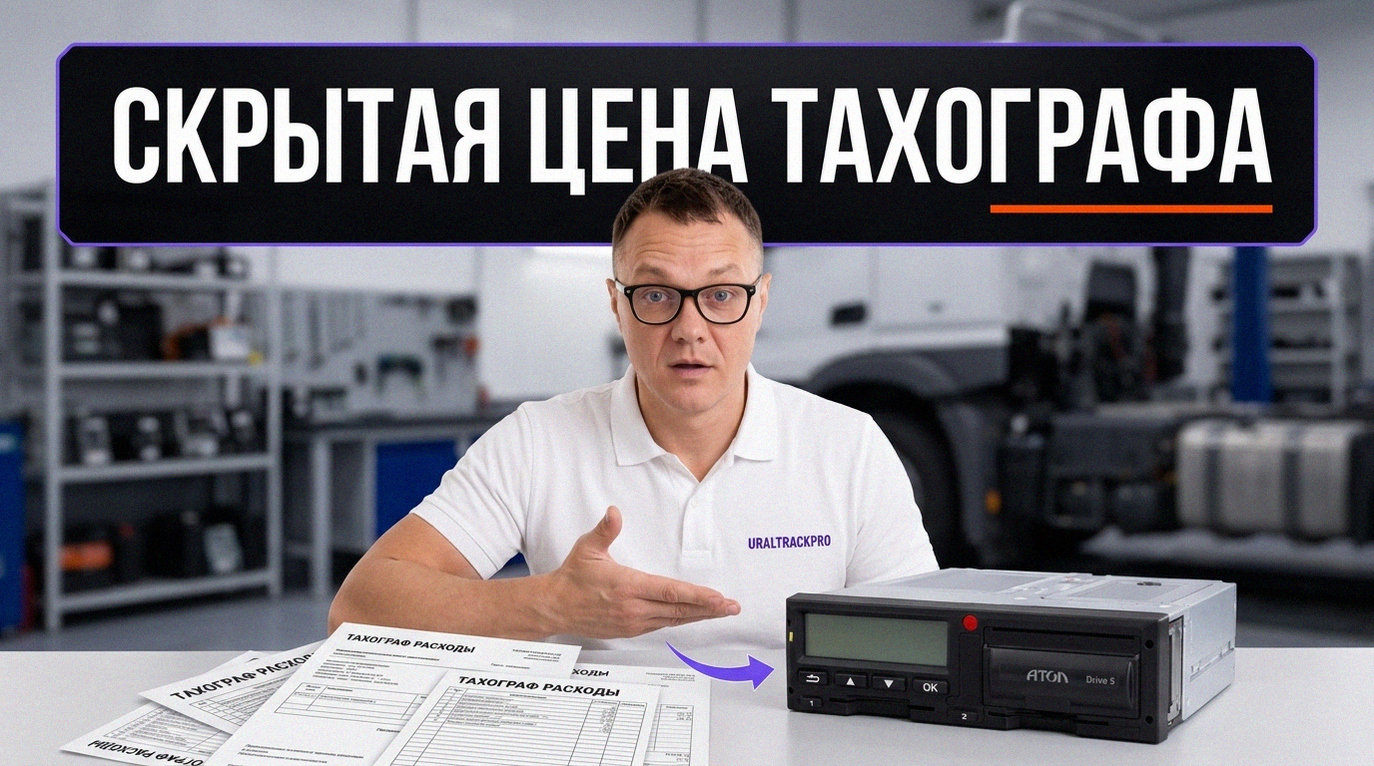 Процесс установки тахографа на грузовой автомобиль в мастерской.